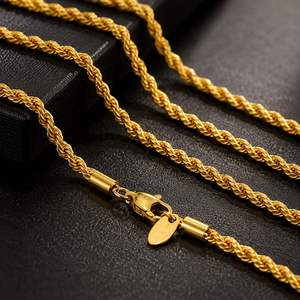 Wholesale 2.5mm-6mm Twisted 18K Gold Plated Stainless Steel Link Trendy Unisex <b>Rope</b> <b>Chain</b> Necklace - Product Image 6