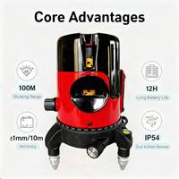 Niveau laser de construction autonivelant 360° horizontal et vertical, rotatif automatique, avec points laser couleur origine
