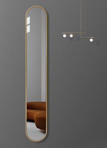 Kim Loại Khung Hình Bầu Dục Cửa Sổ Cong Sàn Đầy Đủ Chiều Dài Gương Với Tròn Top Espelhos Decorativos - Product Image 4