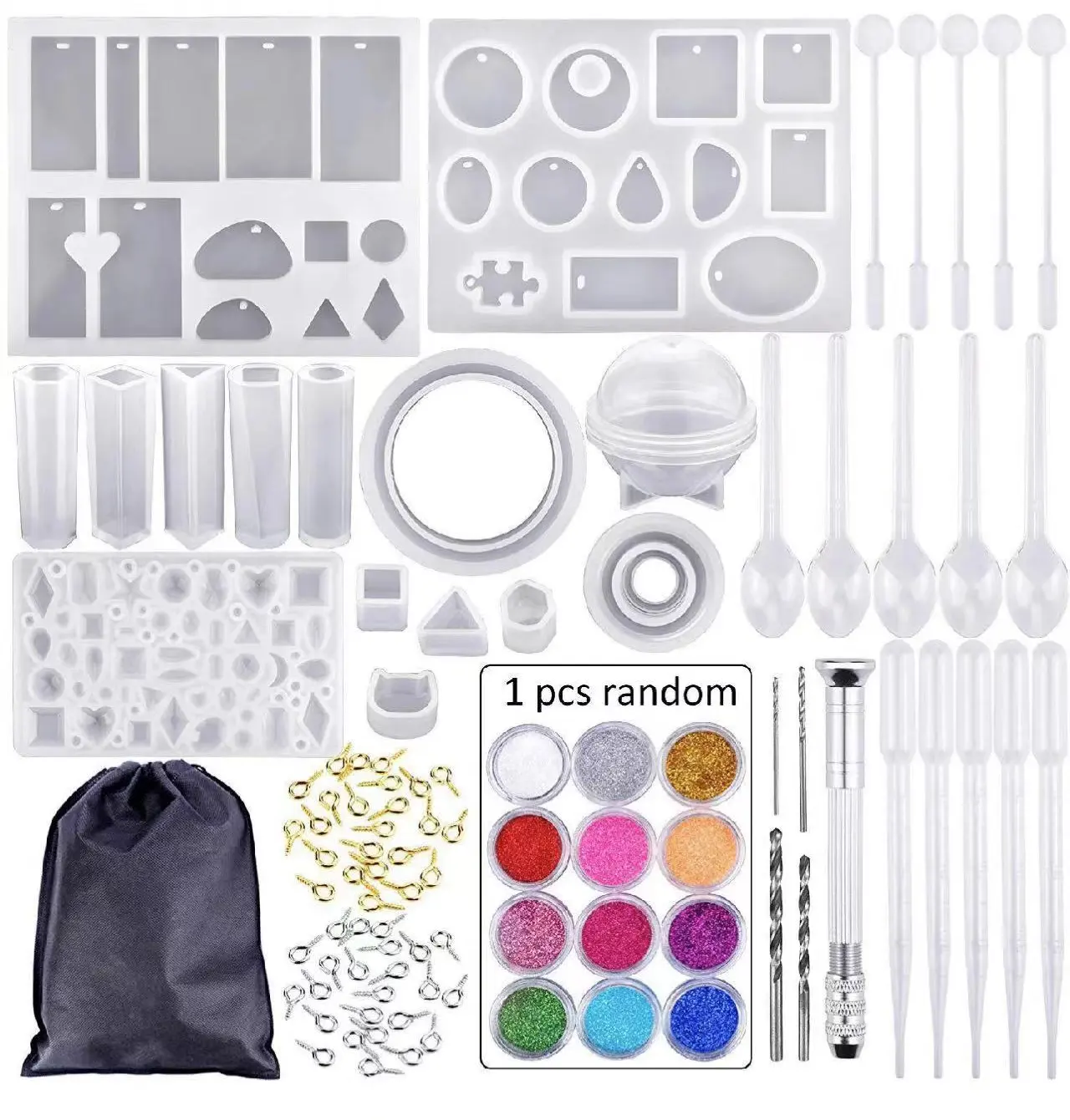 163 PCS hot sale resin mold set for decoration crystal pendant necklace Jewelry Silicone Mold kit