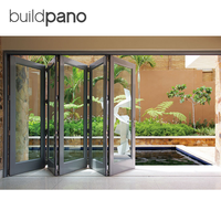 Porte pliante extérieure en aluminium avec panneaux de verre accordéon pour balcon, patio, villa, système panoramique insonorisé et étanche