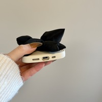 Coque de téléphone portable en TPU 3D anti-traces de doigts style coréen avec design nœud papillon pour 16 Pro Max/15/14/13 pour femmes