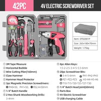 Ensemble d'outils de 42 pièces, tournevis électrique au lithium 3,6 V, pinces, kit d'outils multifonctionnels pour la maison
