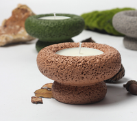 Bougie en cire de soja parfumée avec bol en béton d'aromathérapie en pierre à texture naturelle