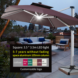 Paraguas Cantalever de lujo con luz para <span class=keywords><strong>patio</strong></span> exterior, paraguas impermeable para restaurante - Product Image 6
