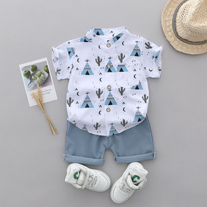 Ensemble <span class=keywords><strong>chemise</strong></span> à manches courtes col Henley et short pour garçons de 0 à 6 ans, imprimé animal, style décontracté, été, en stock - Product Image 5
