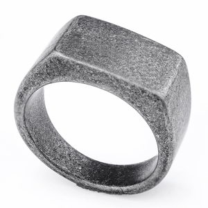 Gold Schwarz Silber 18k Vergoldete Gemischte Stapelbare Geometrische Siegelringe Lasergraviert mit Anpassbarem Logo Fingerringe für Männer - Product Image 4
