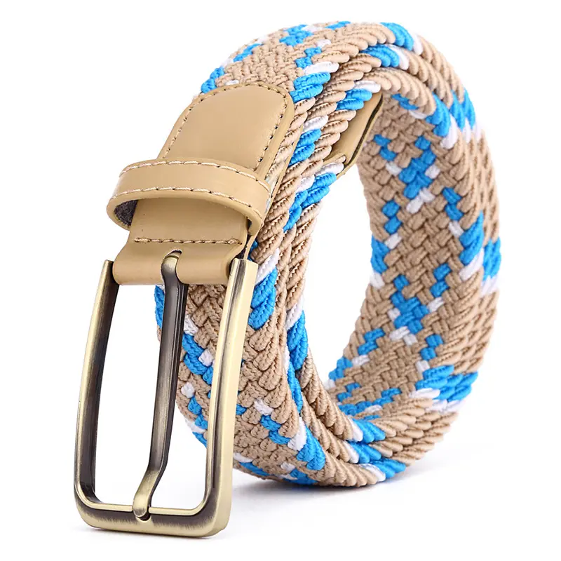 39Color zinc alloy pin buckle belt solid color elastic waist belt canvas braided belt for men and women