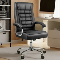 Chaise de direction élégante en cuir à dossier haut de couleur beige avec support dorsal ergonomique réglable en hauteur et confort haut de gamme pour le bureau