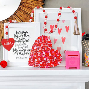 Cuentas de madera con patrón de corazón rojo y blanco, redondas, para hacer pulseras, colgantes decorativos para el día de San Valentín - Product Image 2