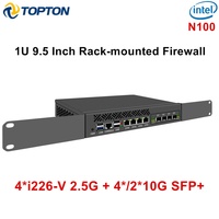 Dispositivo de Firewall de 1U y 9.5 Pulgadas para Montaje en Rack, Router Mini PC con Intel N100, 4*/2*10G SFP, Servidor de Seguridad de Red con Puerta de Enlace de 2.5G
