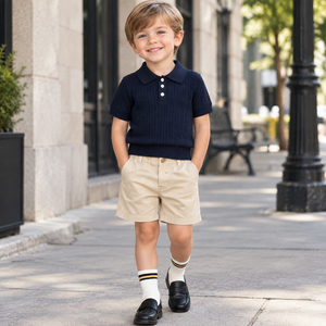 Nouvel ensemble d'été coréen pour garçons : <span class=keywords><strong>pull</strong></span> à manches courtes en coton et short avec motif lettres – En stock - Product Image 4