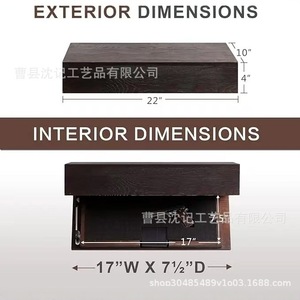 Wooden Floating <b>Shelf</b> With Hidden Compartment <b>Wall</b> <b>Mounted</b> Storage For Living Room Decor Rectangle Shape Large Capacity - Product Image 4