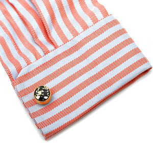 Boutons de manchette vintage, style rétro, motif noir et or, boutons de manchette ronds en or pour chemise d'homme - Product Image 5