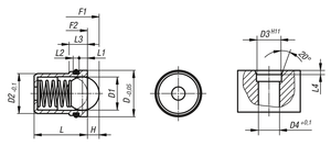 K0582 KIPP Plunger de resorte autoretenible con anillo de retención y bola de acero inoxidable para posicionamiento y indexado de precisión - Product Image 4