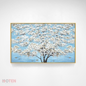 <span class=keywords><strong>Contemporain</strong></span> Moderne Floral Abstrait Toile Art Peint À La Main Texturé Fleur Blanche <span class=keywords><strong>Peinture</strong></span> À L'huile - Product Image 3