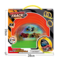 Kit d'assemblage de moto jouet pour enfants en plastique à l'échelle 1:5, à inertie, avec piste transformable et lanceur Flying Racers