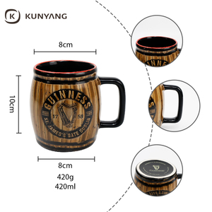 Chopes à bière créatives en forme de baril, en céramique, avec logo personnalisé OEM, type steins allemands, pour camping, fêtes, bars, souvenirs de la Coupe du Monde - Product Image 5