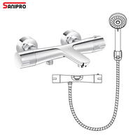 SANIPRO mural salle de bain Spa pluie température constante eau douche ensemble, tout cuivre baignoire thermostatique robinet de douche