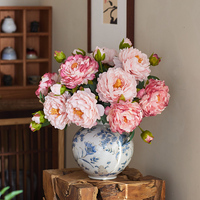 Vintage Chinesische Pfingstrosen Seidenblumen Künstliche Blumen Lebensecht Realistische Haptik Halb Handgefertigt Halb Mechanisch Hochwertige Hochzeits- und Heimdekoration