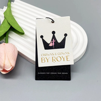 Étiquettes de vêtements personnalisées de haute qualité, rose, tendance, marque privée, écologiques, imprimées, dorées, en papier, étiquettes métalliques pour vêtements