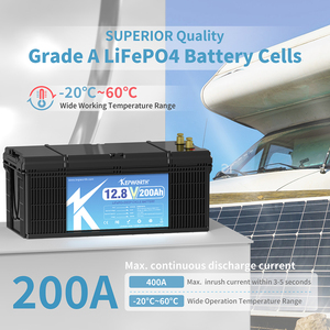 Batterie au lithium fer phosphate 12V 200Ah avec BMS, pour énergie solaire, cycle profond 4000, pour bateaux et camping-cars - Product Image 5