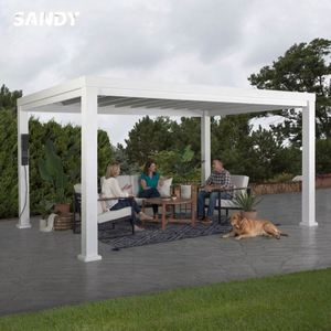 Pérgola Moderna de Aluminio con Techo de Lamas para Jardín y Exterior, 3x3 3x4 4x3 4x4 4x5 4x6 6x3 6x4 6x5 6x6m - Product Image 1