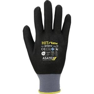 Gants de jardinage Hit Flex V ambidextres taille 10 noir/gris 98% polyamide/2% élasthanne EN 388 PPE II ASATEX paume résistante aux coupures - Product Image 4