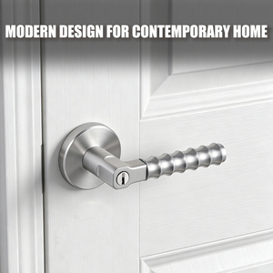 Poignée de porte à levier Tianyi en acier inoxydable ondulé avec serrure à clé, rosette ronde, pour entrée moderne, quincaillerie de chambre à coucher - Product Image 3