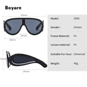 Boyarn Y2k Fashion Trendy Cute Plastic Funny <strong>Personalised</strong> Luxury Unisex Top One Piece Lens Oversized Shield <strong>Sunglasses</strong> - Product Image 4