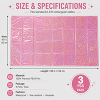 Nappe en PEVA rose vif scintillante, imperméable, jetable, rectangulaire, en plastique, pour dîner de Noël, banquet, fête