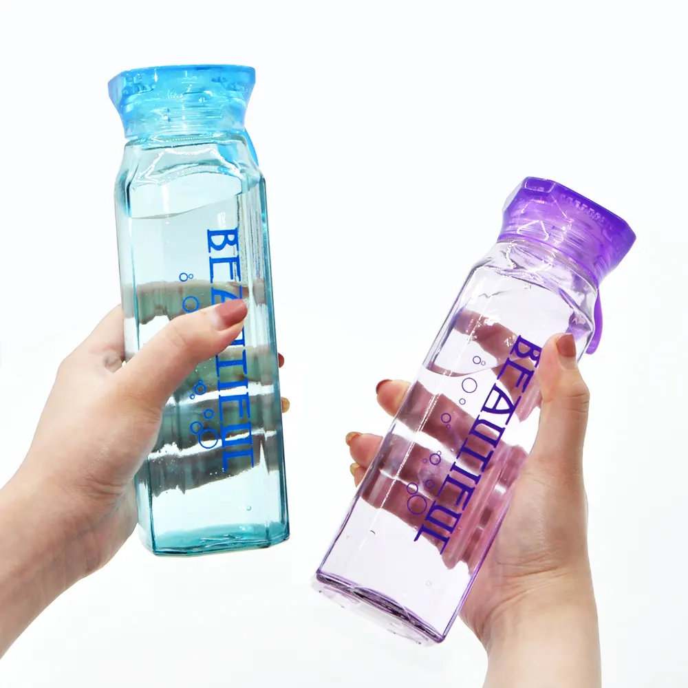 2023 Новый дизайн 12/17 унций Экологически чистая портативная Студенческая прозрачная цветная стеклянная бутылка с широким горлом