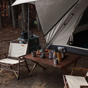 Thiết Kế Hiện Đại Cắm Trại Ngoài Trời Gấp Bảng Roll-Up Có Thể Tháo Rời Bàn Gỗ Rắn Trong Beech Đen Màu Sắc Óc Chó - Product Image 4