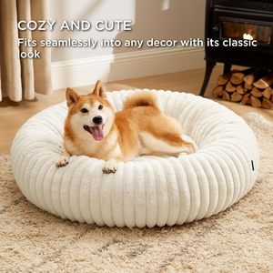 Nouveau lit pour chien en forme de beignet en fourrure, luxueux et confortable, lavable, tapis pour chat, coussin chaud pour animaux de compagnie - Product Image 3