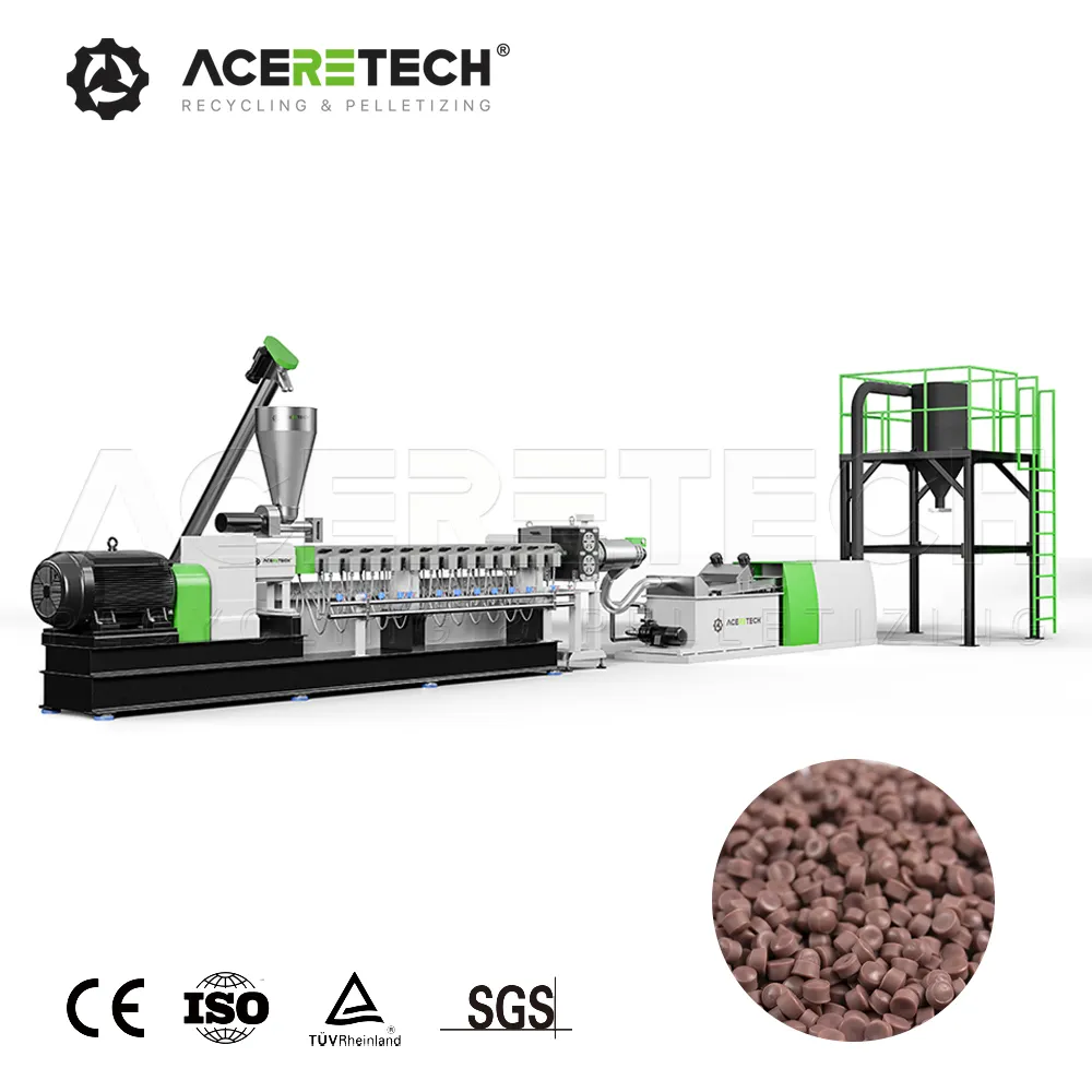 Trung Quốc nhà máy ate75 Twin vít đùn Nhựa PP/PA/PBT với sợi thủy tinh kép tái chế PELLET Máy làm