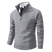 Suéter de Cuello Alto con Forro Polar para Hombre, Otoño-Invierno, Color Sólido, Informal, Manga Larga, Tejido de Punto, Personalizable con Logotipo OEM, Venta al Por Mayor