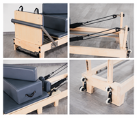 Reformer Pilates pliable en bois d’érable avec pieds réglables Machine de fitness professionnelle pour studio et maison