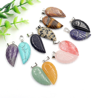 Pendentif Aile d'Ange en Cristal Naturel, Pierres Précieuses Polies à la Main, Breloques Chakra pour la Guérison Énergétique Reiki, Vente en Gros de Bijoux