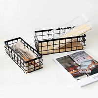 Lot de 2 petites paniers en fil métallique style ferme avec poignées, à un seul niveau, mobiles et empilables, pour salle de bain, comptoir et cuisine