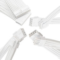 Kit d'extension de câbles 12VHPWR blanc intégral pour carte mère 24 broches ATX, double CPU, EPS 8 broches, 4+4 broches, 16 broches vers 3x8 broches pour GPU, avec peignes de câblage