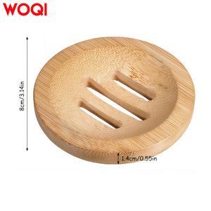 Jabonera Redonda Pequeña de Bambú Ecológica y Natural WOQI, Bandeja Autodrenante para Encimera, Origen Shandong, para Baño y Cocina - Product Image 2