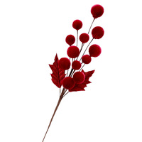 Weihnachts baum Samt Ornamente Ball Picks für Weihnachts baum Dekoration Zweige Burgunder Beeren Stiele für Kranz Arrangements
