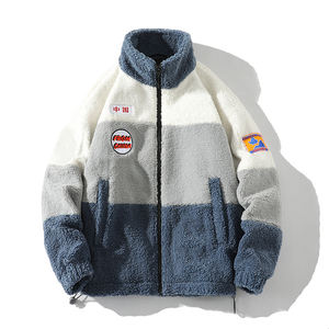 <span class=keywords><strong>Veste</strong></span> en polaire épaisse d'extérieur avec col montant, fermeture éclair, coupe-vent, design coloré et texturé pour garder au chaud en hiver et au printemps - Product Image 2