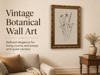 Tableau mural encadré or avec croquis de fleurs sauvages, impression sur toile botanique vintage bohème florale, échantillons OEM ODM prêts en moins d'une journée