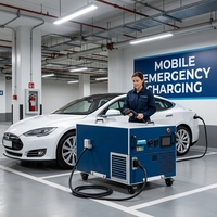 Nouvelle station de charge rapide portable DC pour véhicules électriques, longueur standard de 1,7 m, écran tactile LCD, double sortie DC