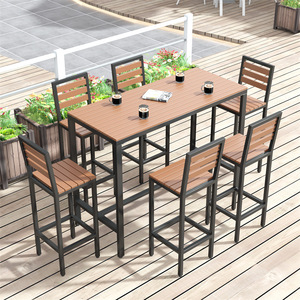 Mesa Alta Rectangular Moderna para Patio Exterior, Juego de 1 Plaza para Uso Comercial, Mesa Alta Resistente y Duradera - Product Image 1