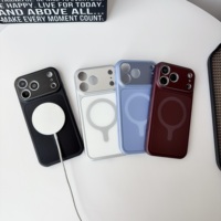 Coque de protection givrée style métallique plaqué pour iPhone 13 14 15 16 17 18 Pro Max avec chargement sans fil et protection magnétique de l'objectif de l'appareil photo