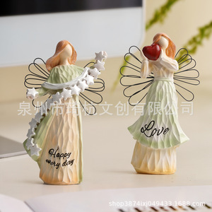 Juego de figuras de ángeles de resina, decoración del hogar, escultura artística, regalo para decoración familiar - Product Image 3
