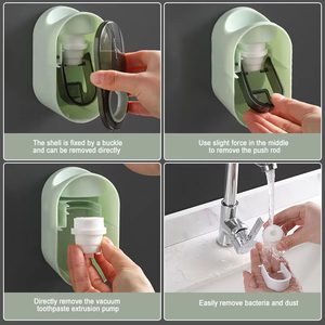 Dispensador automático de pasta de dientes de 1 pieza para montar en la pared, a prueba de polvo, soporte de limpieza para el hogar, para baño, venta al por mayor - Product Image 4