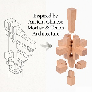 Ensemble de 9 casse-têtes Luban traditionnels chinois en bois, jouet éducatif IQ STEM, boîte cadeau pour enfants et adultes - Product Image 3